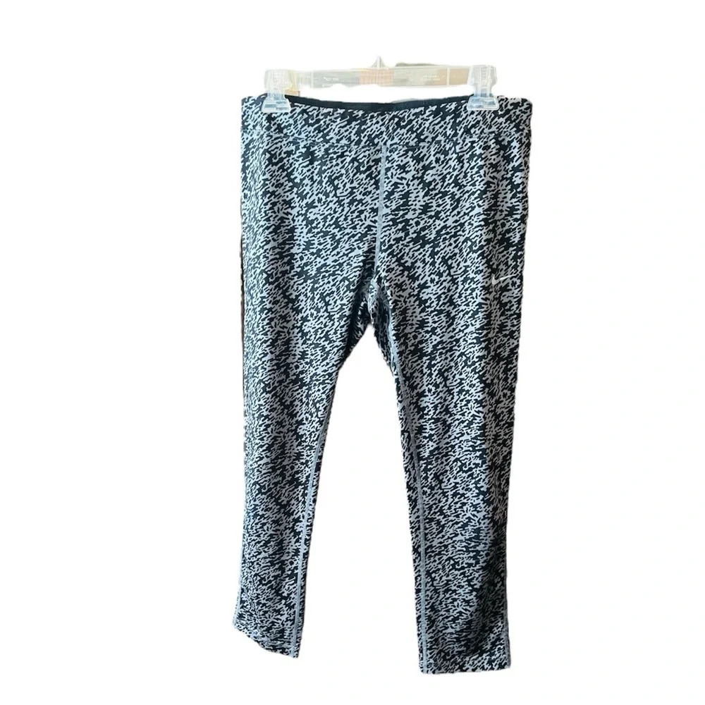 Nike Dri-Fit women’s leggings midrise cropped drawstring waist SZ L black gray